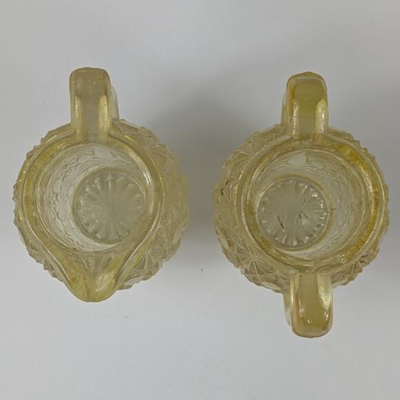 Crystal Miniature Creamer & Sugar Daisy & Button Vintage 1950’s-60’s L E Smith - Picture 5 of 9